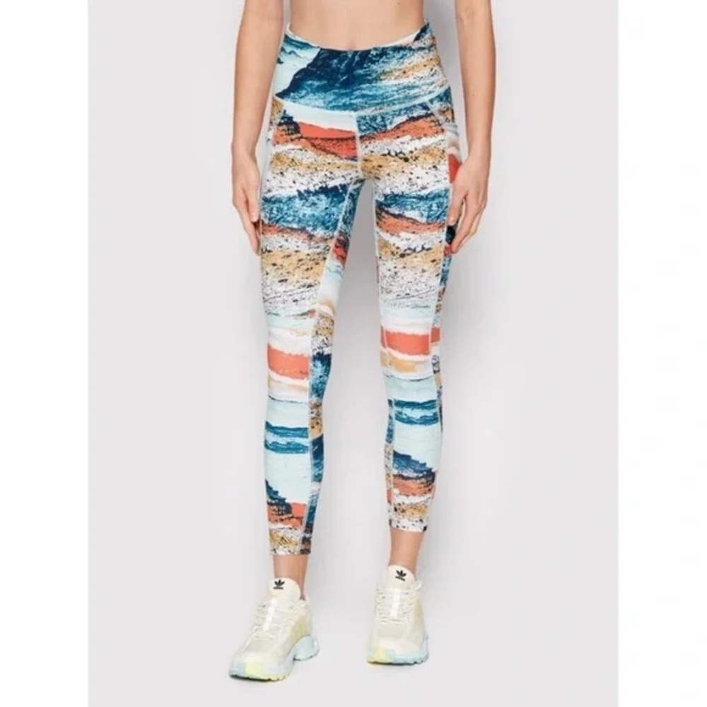 Columbia Ladies L Windgates Blue & Orange Leggings High-Waisted 7/8 Length